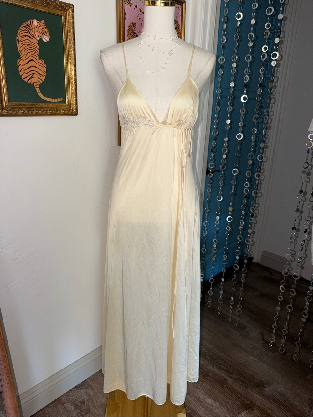 Vintage Y2K Elegant Slip Maxi Dress with Delicate Lace Accents